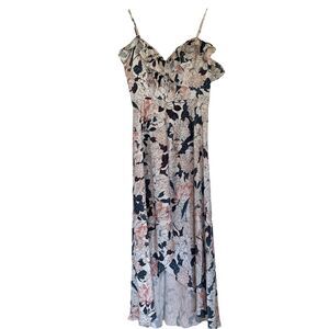 Alexia Admor White Blue Pink Floral Off Shoulder Ruffle Long Maxi Dress Ladies 6